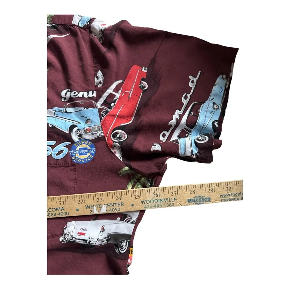 Vintage Paradise Found Men's GM‎ 57 Chevy Hawaiian Camp Shirt